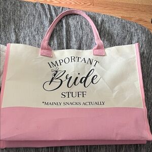 Pink and White Tote Bag for Brides